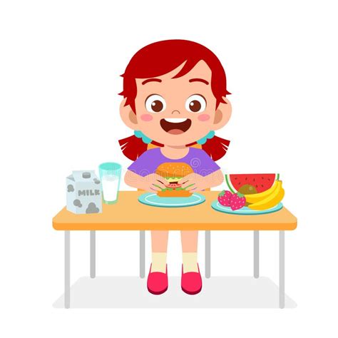 Kid Girl Eating Healthy Vegetables Stock Illustrations – 301 Kid Girl Eating Healthy Vegetables ...