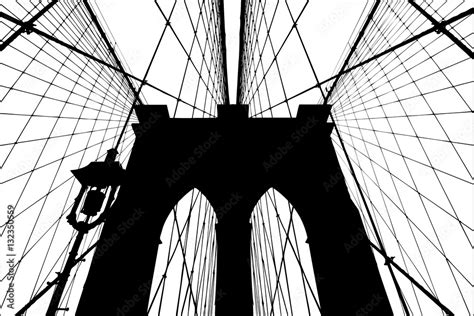 Brooklyn Bridge silhouette vector illustration. Stock Vector | Adobe Stock