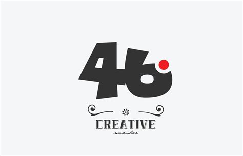 grey 46 number logo icon design with red dot. Creative template for company and business ...