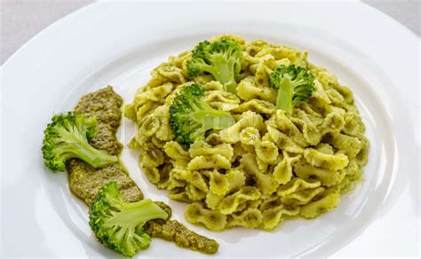 Farfalline pasta with pesto and brocoli | Stock image | Colourbox