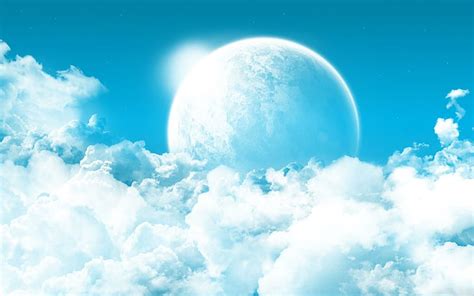 HD wallpaper: Bright Blue Sky, planet, clouds, 3d and abstract | Wallpaper Flare