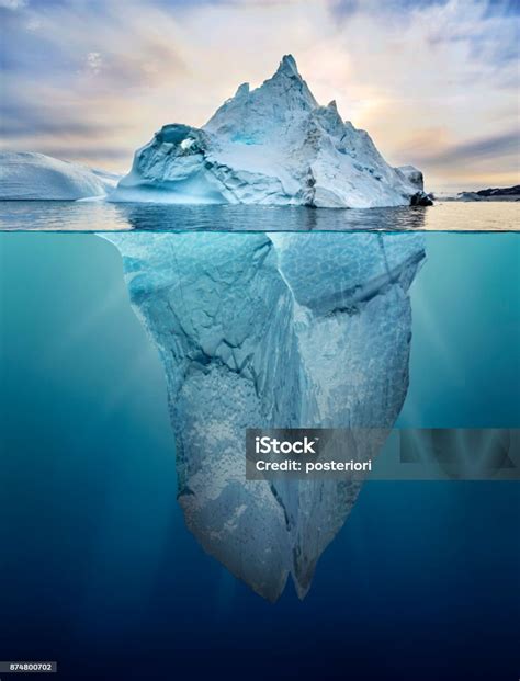 Iceberg With Above And Underwater View Stock Photo - Download Image Now ...