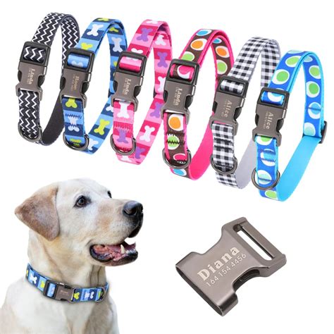 Dog Collar Personalized Nylon Pet Dog Tag Collar Custom Puppy Cat Nameplate ID Collars ...