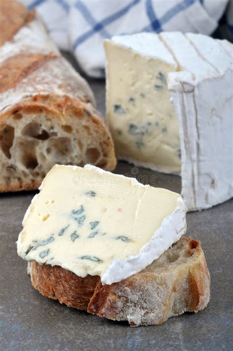 Auvergne Bleu Cheese on a Bread Slice Stock Image - Image of delicious ...