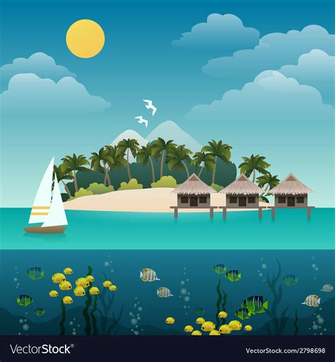 Tropical island background Royalty Free Vector Image