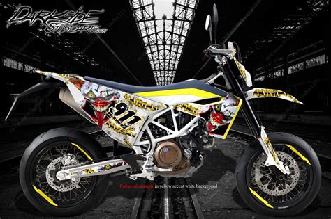 HUSQVARNA 701 SUPERMOTO / ENDURO GRAPHICS WRAP 'STIFF UPPER LIP' DECAL - Darkside Studio Arts LLC.