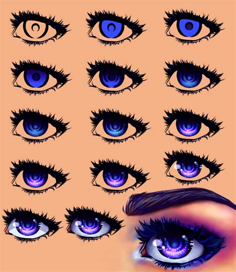 Blue Semi-realistic Anime Eyes Tutorial Crystal Blackstone - Illustrations ART street