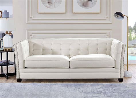 Buy Hydeline Hydeline Cordova Sofa Loveseat 2 Pcs in White, Top grain leather online