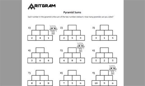 Number Pyramids | Printable Worksheets | Easy to Genious