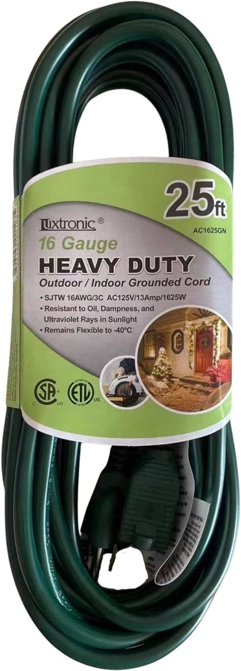 Amazon.com: Luxtronic Green Extension Cord 25 ft : Tools & Home Improvement