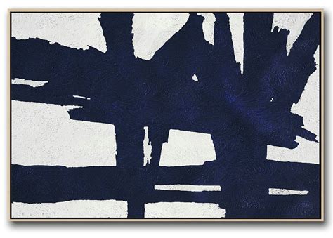 Horizontal Abstract Painting Navy Blue Minimalist Painting On Canvas ...