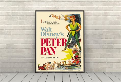 Peter Pan Poster Vintage Disney Movie Poster Classic Walt Disney Poster Disney World Posters