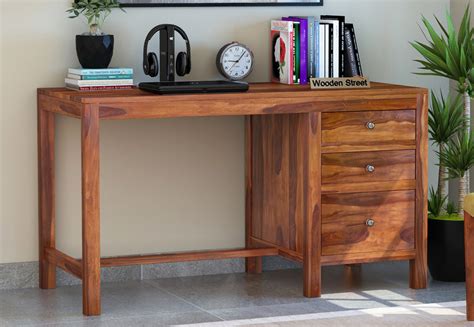 Buy Slater Study Table With Three Drawers (Honey Finish) Online in India - Wooden Street