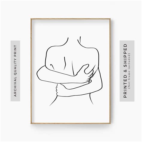 Hugging Couple Line Art Print Minimalist Female Line Drawing | Etsy