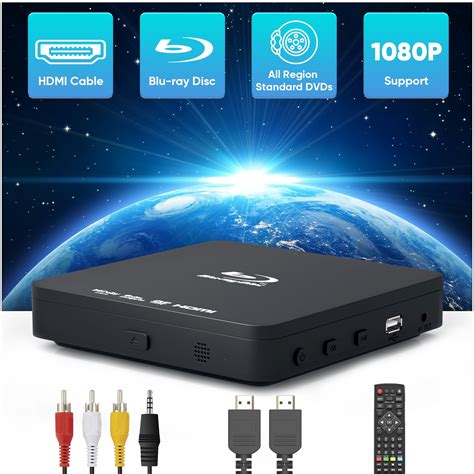 Blu Ray DVD Player with HDMI, Portable Blue ray Player for TV Mini 1080P Blue-Ray Disc Player ...