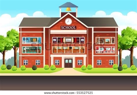 School Building Background Clipart With A Large