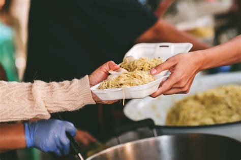 Volunteers are Sharing Food To Needy Hungry People Stock Image - Image ...