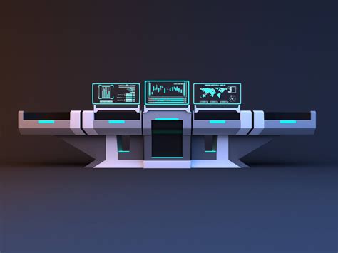 Sci-fi Futuristic Control Desk - Console 3D Model by malibusan