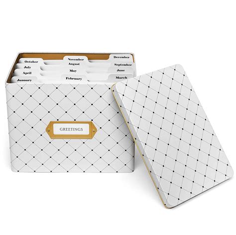 Greeting Card Organizer Tin Box Kit with Dividers, Cards, and Envelope – Jot & Mark