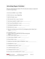 FS 3.10 Famous Advertising Slogans Worksheet-1.docx - Advertising Slogans Worksheet Directions ...