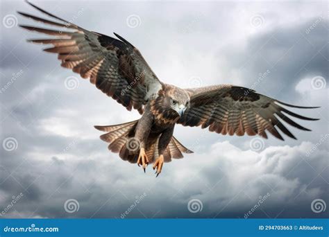 Falcon Diving for Prey Against a Cloudy Sky Stock Image - Image of ...