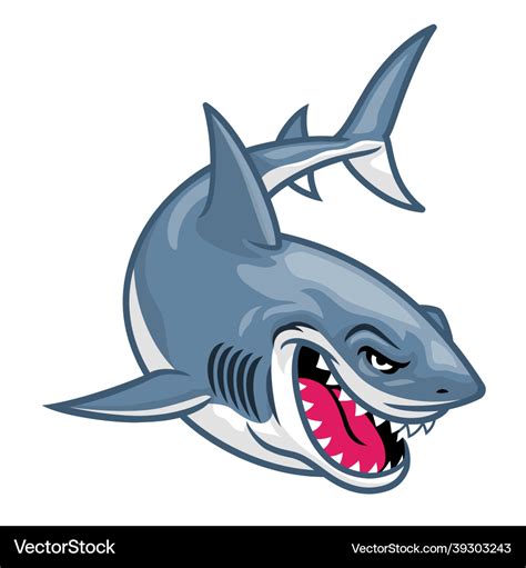 Cartoon great white shark Royalty Free Vector Image