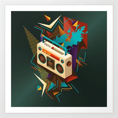 Bust Out The James Retro 80s Boombox Splash Art Print by sunnybunny. #Graphic-design #Radio # ...