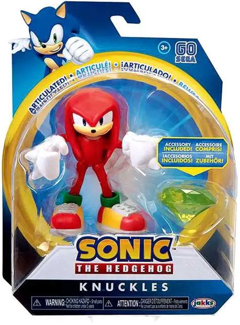 Sonic The Hedgehog Basic Wave 2 Knuckles 4 Action Figure Green Chaos Emerald Jakks Pacific - ToyWiz