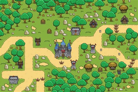 Forest Top Down 2D Game Tileset - CraftPix.net | Game design, 2d game art, Top down game