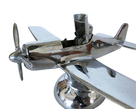 Midcentury Chrome P-51a Mustang Airplane Table Lighter | Modernism