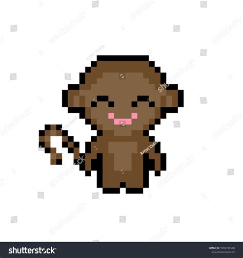 8 Bit Pixel Funny Monkey Cartoon Stock Illustration 1909798540 ...