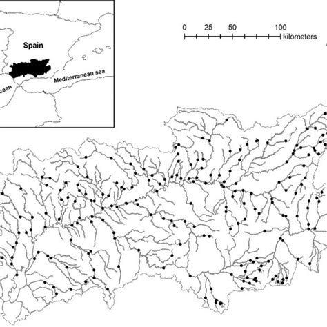 Map of the Guadalquivir River Basin (S Spain) and fish sampling ...