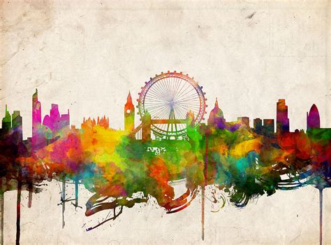 London Skyline Watercolor 2 Painting by Bekim Art