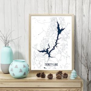 Trinity Lake Printable Map Trinity Lake California Wall Art - Etsy