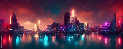 Cyberpunk neon city night. Futuristic city scene in a style of pixel art. Backdrop. Wallpaper ...