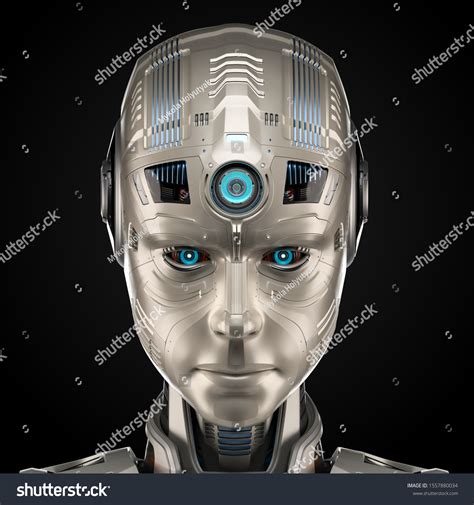 Very Detailed Robot Face Humanoid Cyborg Stock Illustration 1557880034 ...