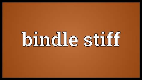 Bindle stiff Meaning - YouTube