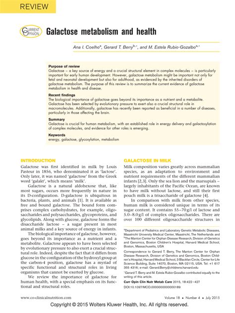 (PDF) Galactose metabolism and health