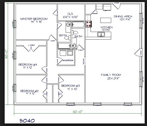 40X50 Metal Building House Plans - House Plans