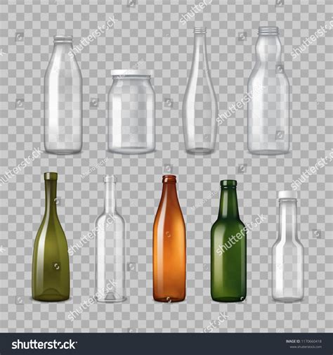 Empty Different Shapes Colors Glass Bottles Stock Vector (Royalty Free ...