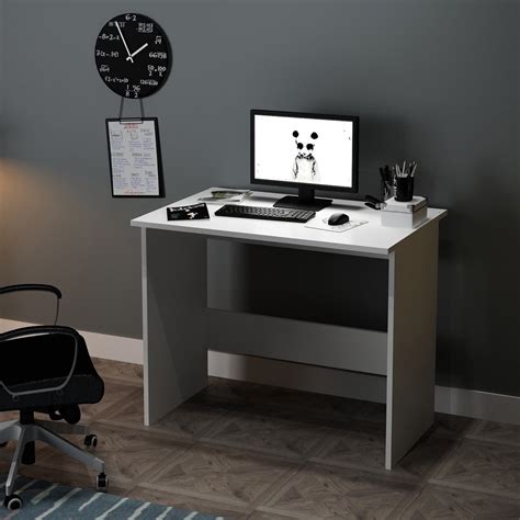 Small Desk for Small Spaces, Sturdy Small Office Desk, White Computer ...