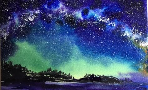 HANNU on Twitter | Watercolor night sky, Sky painting, Watercolor sky