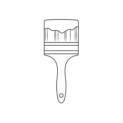 Paint Brush Outline Icon Illustration on Isolated White Background ...