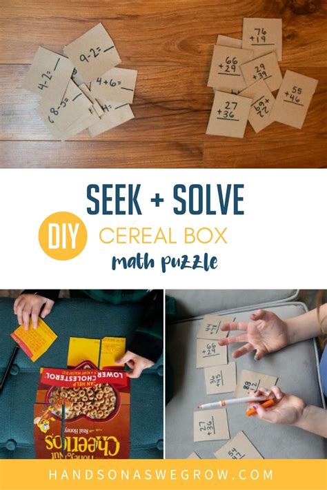 Simple Cereal Box Math Puzzle Search and Solve for Kids | HOAWG