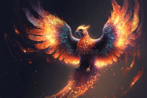 Phoenix Bird with Wings on Fire. Mythological Folklore Spiritual Creature. Ai Generated Stock ...