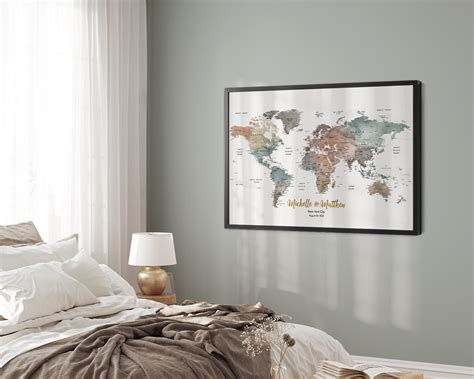 World Map Poster Custom Map World Map Wall Art Detailed - Etsy