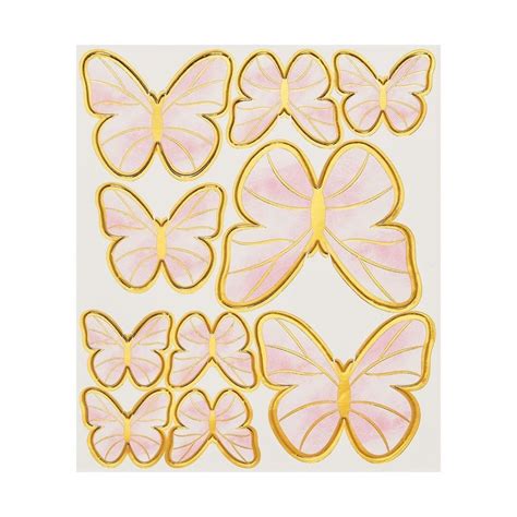 Gold Stripe Pink Butterfly Cake Topper - Pack Of 10 | Butterfly cake topper, Pink cake toppers ...