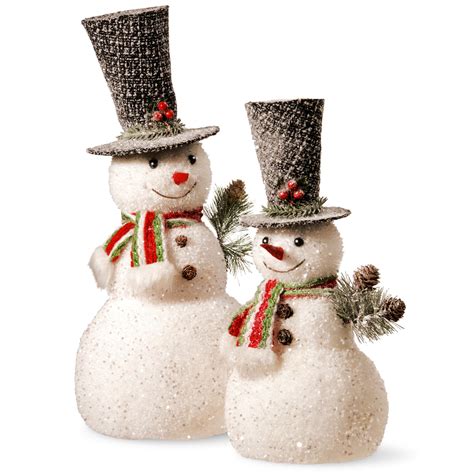 Set of 2 White and Gray Handcrafted Christmas Snowman Figurine 17.75" - Walmart.com - Walmart.com