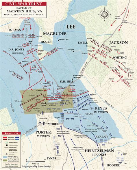 Battle of Malvern Hill Civil War Virginia Battlefield Map