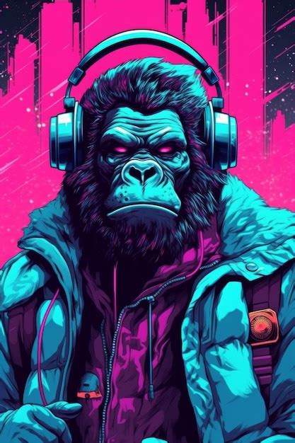 Premium AI Image | A monkey with headphones on